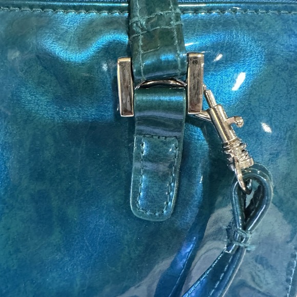 Vintage Shiny Plastic Y2K Style Women's Bag purse strap Turquoise - Picture 4 of 14